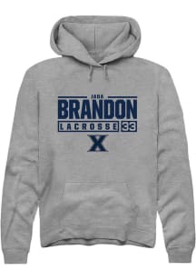 Jada Brandon  Rally Xavier Musketeers Mens Graphite NIL Stacked Box Long Sleeve Hoodie