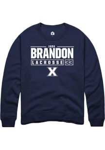 Jada Brandon  Rally Xavier Musketeers Mens Navy Blue NIL Stacked Box Long Sleeve Crew Sweatshirt