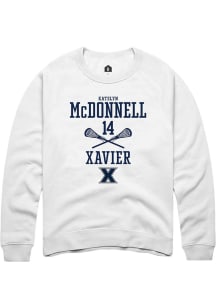 Katelyn McDonnell  Rally Xavier Musketeers Mens White NIL Sport Icon Long Sleeve Crew Sweatshirt