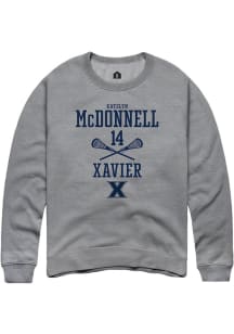 Katelyn McDonnell  Rally Xavier Musketeers Mens Grey NIL Sport Icon Long Sleeve Crew Sweatshirt