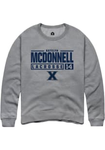 Katelyn McDonnell  Rally Xavier Musketeers Mens Grey NIL Stacked Box Long Sleeve Crew Sweatshirt