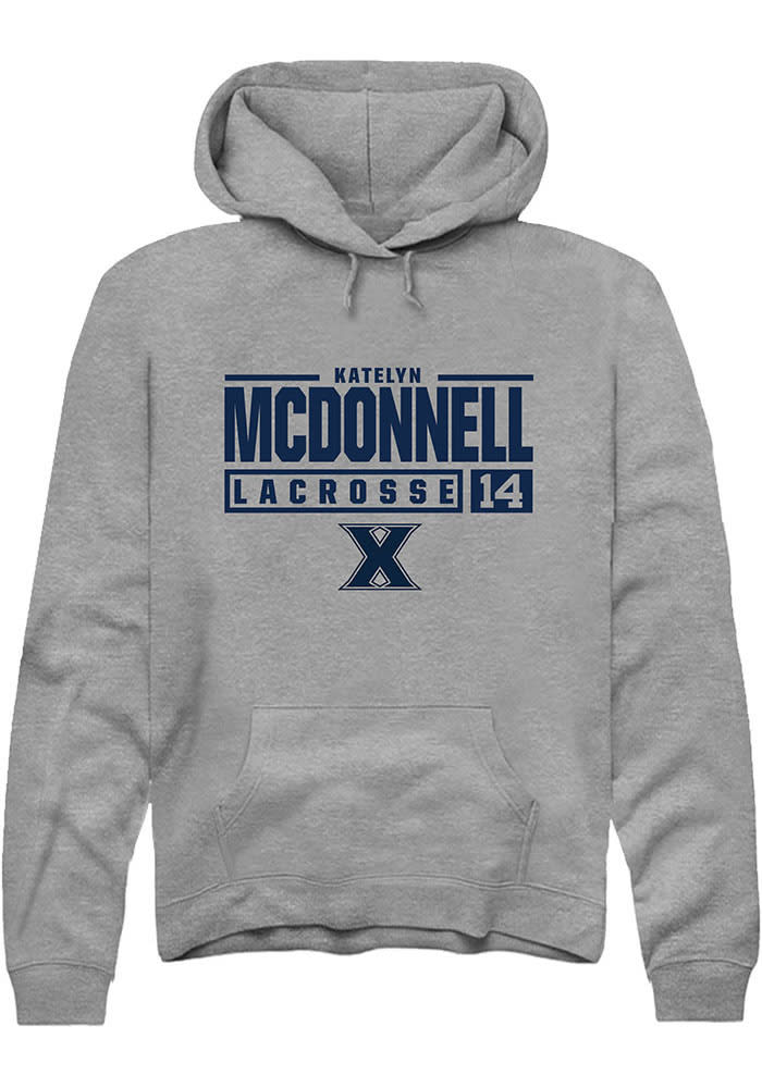 Katelyn McDonnell  Rally Xavier Musketeers Mens Graphite NIL Stacked Box Long Sleeve Hoodie