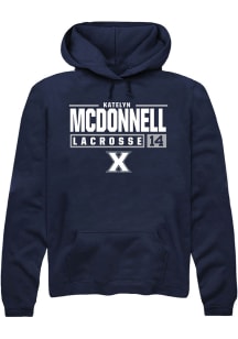 Katelyn McDonnell  Rally Xavier Musketeers Mens Navy Blue NIL Stacked Box Long Sleeve Hoodie