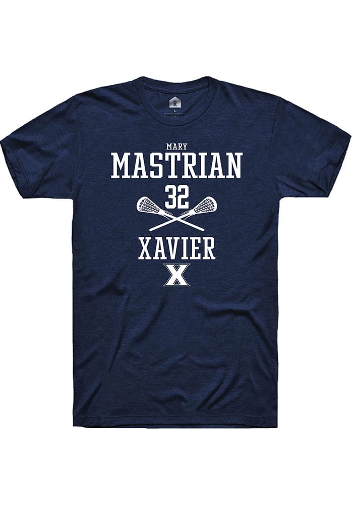 Mary Mastrian  Xavier Musketeers Navy Blue Rally NIL Sport Icon Short Sleeve T Shirt