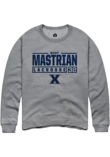 Mary Mastrian  Rally Xavier Musketeers Mens Grey NIL Stacked Box Long Sleeve Crew Sweatshirt