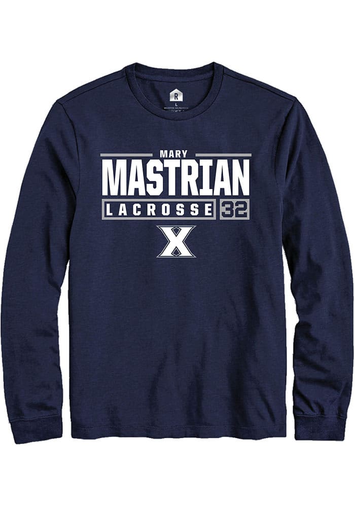 Mary Mastrian  Xavier Musketeers Navy Blue Rally NIL Stacked Box Long Sleeve T Shirt