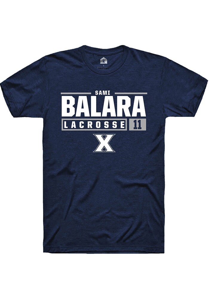 Sami Balara  Xavier Musketeers Navy Blue Rally NIL Stacked Box Short Sleeve T Shirt