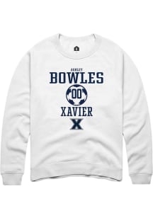 Ashley Bowles  Rally Xavier Musketeers Mens White NIL Sport Icon Long Sleeve Crew Sweatshirt