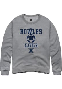 Ashley Bowles  Rally Xavier Musketeers Mens Grey NIL Sport Icon Long Sleeve Crew Sweatshirt