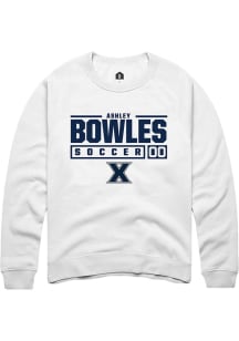 Ashley Bowles  Rally Xavier Musketeers Mens White NIL Stacked Box Long Sleeve Crew Sweatshirt