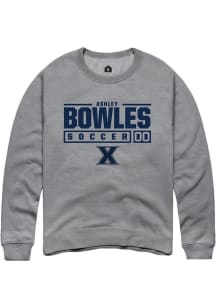 Ashley Bowles  Rally Xavier Musketeers Mens Grey NIL Stacked Box Long Sleeve Crew Sweatshirt