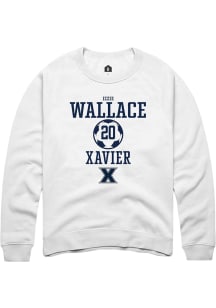 Izzie Wallace  Rally Xavier Musketeers Mens White NIL Sport Icon Long Sleeve Crew Sweatshirt