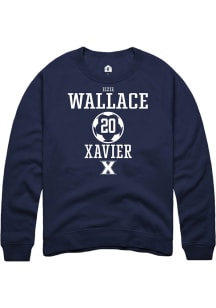 Izzie Wallace  Rally Xavier Musketeers Mens Navy Blue NIL Sport Icon Long Sleeve Crew Sweatshirt