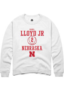 Ramel Lloyd Jr.  Rally Nebraska Cornhuskers Mens White NIL Sport Icon Long Sleeve Crew Sweatshirt