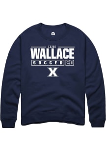 Izzie Wallace  Rally Xavier Musketeers Mens Navy Blue NIL Stacked Box Long Sleeve Crew Sweatshir..