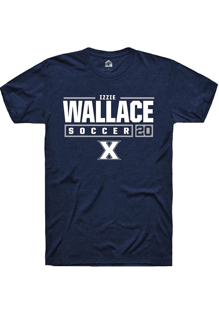 Izzie Wallace  Xavier Musketeers Navy Blue Rally NIL Stacked Box Short Sleeve T Shirt