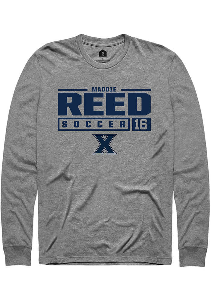 Maddie Reed  Xavier Musketeers Graphite Rally NIL Stacked Box Long Sleeve T Shirt