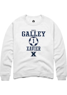 Maria Galley  Rally Xavier Musketeers Mens White NIL Sport Icon Long Sleeve Crew Sweatshirt