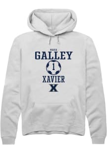 Maria Galley  Rally Xavier Musketeers Mens White NIL Sport Icon Long Sleeve Hoodie