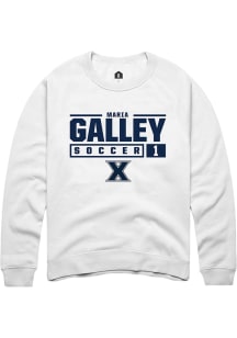 Maria Galley  Rally Xavier Musketeers Mens White NIL Stacked Box Long Sleeve Crew Sweatshirt