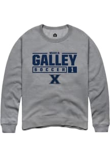 Maria Galley  Rally Xavier Musketeers Mens Grey NIL Stacked Box Long Sleeve Crew Sweatshirt