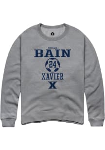 Natalie Bain  Rally Xavier Musketeers Mens Grey NIL Sport Icon Long Sleeve Crew Sweatshirt