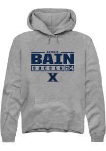 Natalie Bain  Rally Xavier Musketeers Mens Graphite NIL Stacked Box Long Sleeve Hoodie