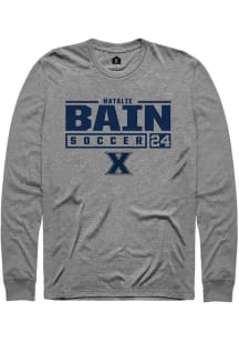 Natalie Bain  Xavier Musketeers Graphite Rally NIL Stacked Box Long Sleeve T Shirt