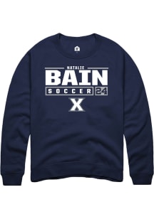 Natalie Bain  Rally Xavier Musketeers Mens Navy Blue NIL Stacked Box Long Sleeve Crew Sweatshirt