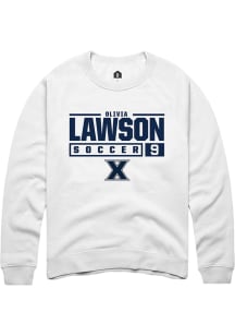 Olivia Lawson  Rally Xavier Musketeers Mens White NIL Stacked Box Long Sleeve Crew Sweatshirt