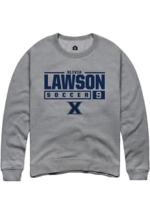 Olivia Lawson  Rally Xavier Musketeers Mens Grey NIL Stacked Box Long Sleeve Crew Sweatshirt