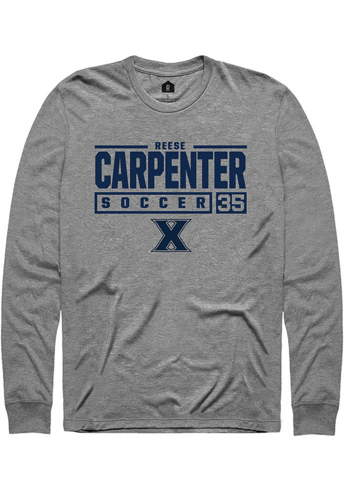 Reese Carpenter  Xavier Musketeers Graphite Rally NIL Stacked Box Long Sleeve T Shirt