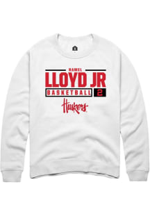 Ramel Lloyd Jr.  Rally Nebraska Cornhuskers Mens White NIL Stacked Box Long Sleeve Crew Sweatshirt