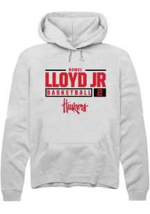 Ramel Lloyd Jr.  Rally Nebraska Cornhuskers Mens White NIL Stacked Box Long Sleeve Hoodie