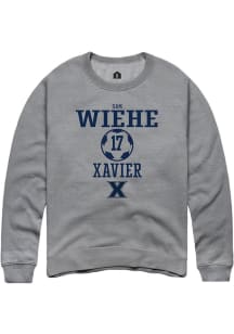 Sam Wiehe  Rally Xavier Musketeers Mens Grey NIL Sport Icon Long Sleeve Crew Sweatshirt