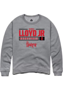 Ramel Lloyd Jr.  Rally Nebraska Cornhuskers Mens Grey NIL Stacked Box Long Sleeve Crew Sweatshirt