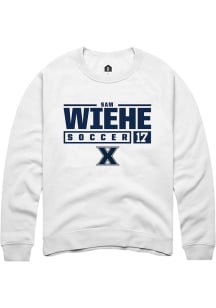 Sam Wiehe  Rally Xavier Musketeers Mens White NIL Stacked Box Long Sleeve Crew Sweatshirt