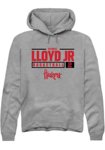 Ramel Lloyd Jr.  Rally Nebraska Cornhuskers Mens Grey NIL Stacked Box Long Sleeve Hoodie