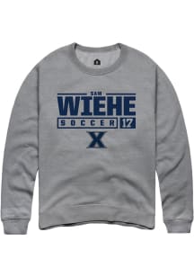 Sam Wiehe  Rally Xavier Musketeers Mens Grey NIL Stacked Box Long Sleeve Crew Sweatshirt