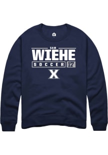 Sam Wiehe  Rally Xavier Musketeers Mens Navy Blue NIL Stacked Box Long Sleeve Crew Sweatshirt