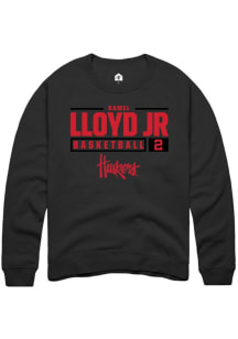 Ramel Lloyd Jr.  Rally Nebraska Cornhuskers Mens Black NIL Stacked Box Long Sleeve Crew Sweatshirt