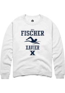 Kali Fischer  Rally Xavier Musketeers Mens White NIL Sport Icon Long Sleeve Crew Sweatshirt