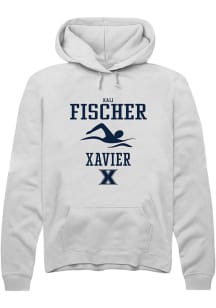 Kali Fischer  Rally Xavier Musketeers Mens White NIL Sport Icon Long Sleeve Hoodie