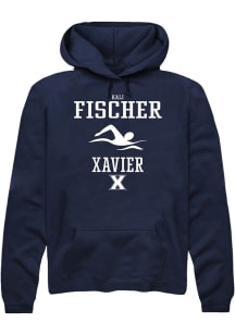 Kali Fischer  Rally Xavier Musketeers Mens Navy Blue NIL Sport Icon Long Sleeve Hoodie