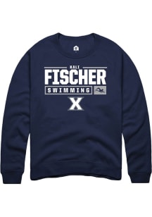 Kali Fischer  Rally Xavier Musketeers Mens Navy Blue NIL Stacked Box Long Sleeve Crew Sweatshirt