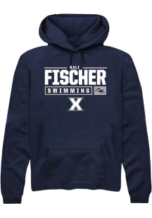 Kali Fischer  Rally Xavier Musketeers Mens Navy Blue NIL Stacked Box Long Sleeve Hoodie