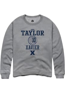 Anna Taylor  Rally Xavier Musketeers Mens Graphite NIL Sport Icon Long Sleeve Crew Sweatshirt