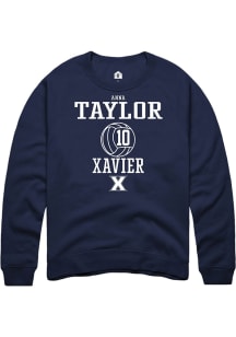 Anna Taylor  Rally Xavier Musketeers Mens Navy Blue NIL Sport Icon Long Sleeve Crew Sweatshirt