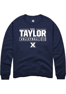 Anna Taylor  Rally Xavier Musketeers Mens Navy Blue NIL Stacked Box Long Sleeve Crew Sweatshirt