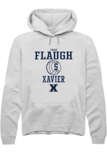 Logan Flaugh  Rally Xavier Musketeers Mens White NIL Sport Icon Long Sleeve Hoodie